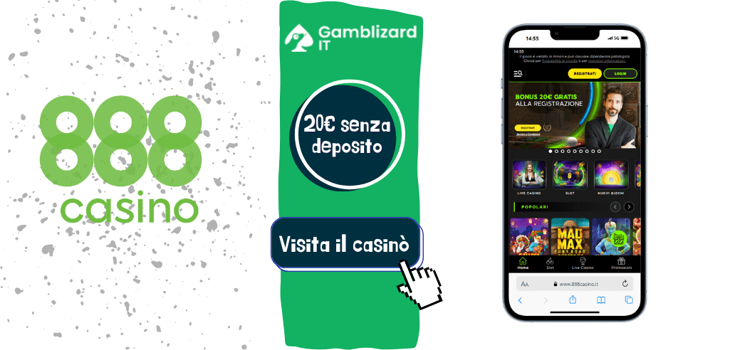 888 casinó 20 euro bonus senza deposito