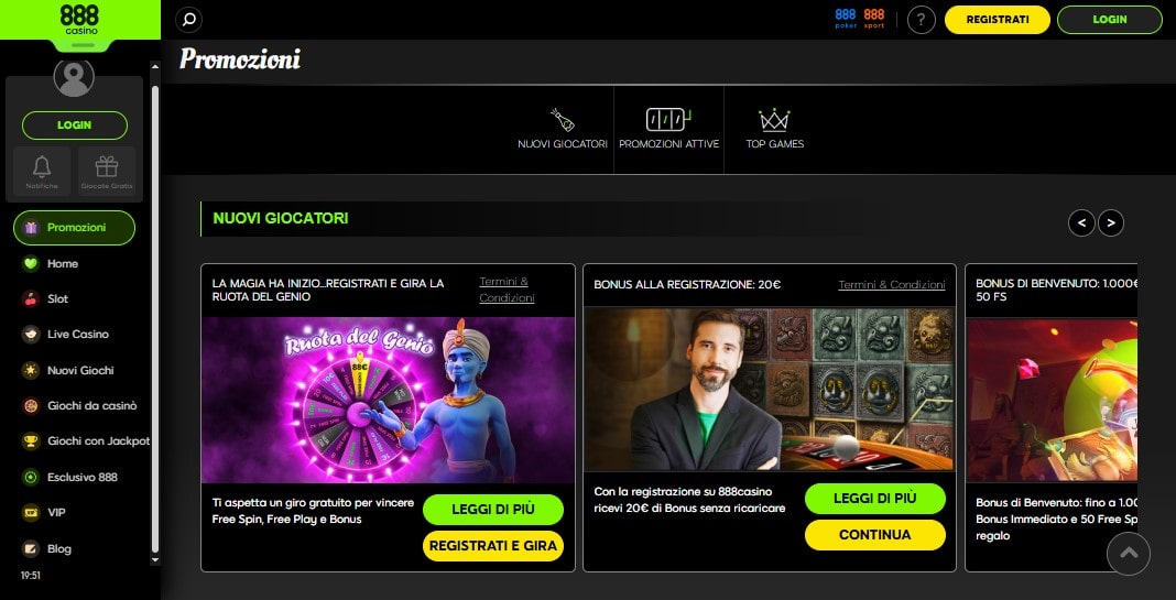 Codici bonus casinò già registrato 888