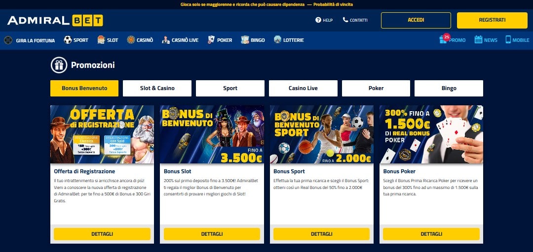 Codice promozionale AdmiralBet