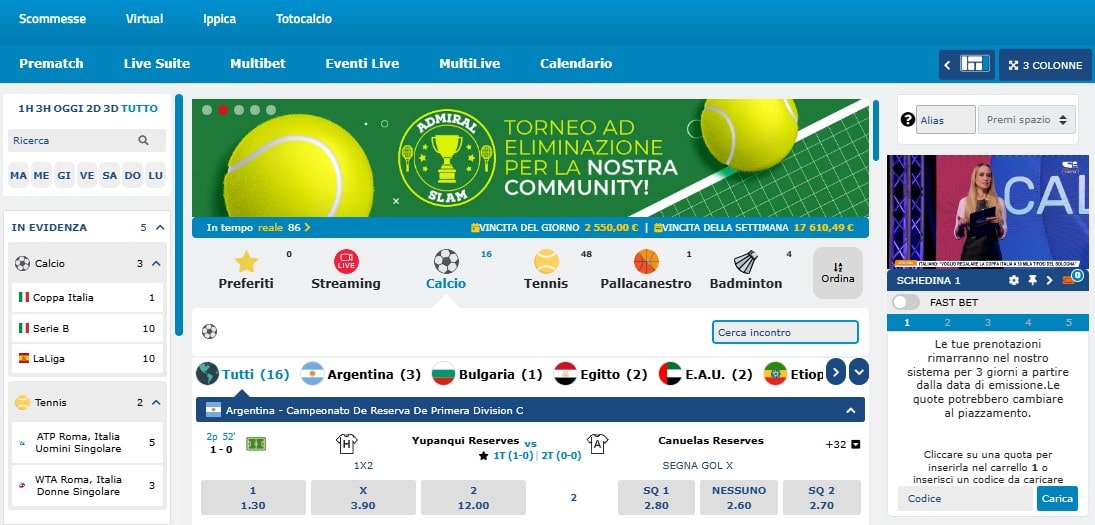 AdmiralBet scommesse sportive