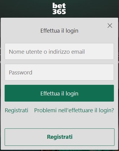Bet365 pagina di login