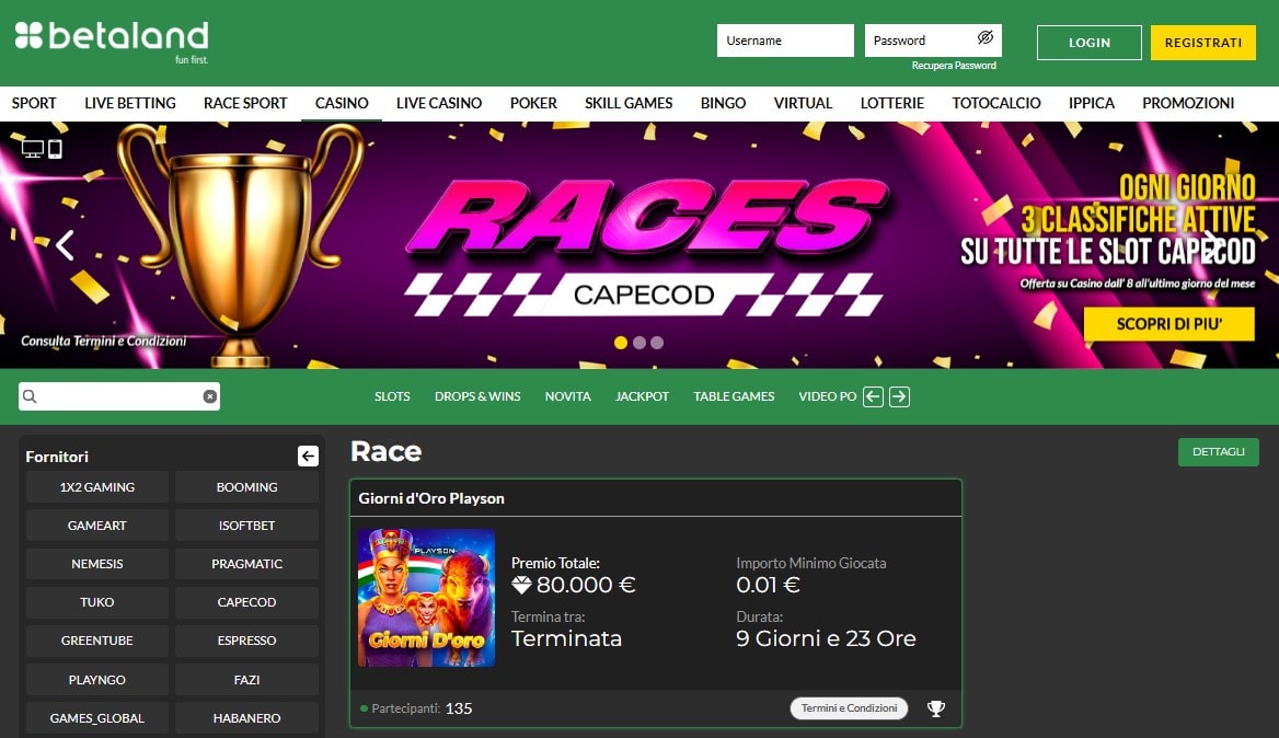 Betaland pagina login