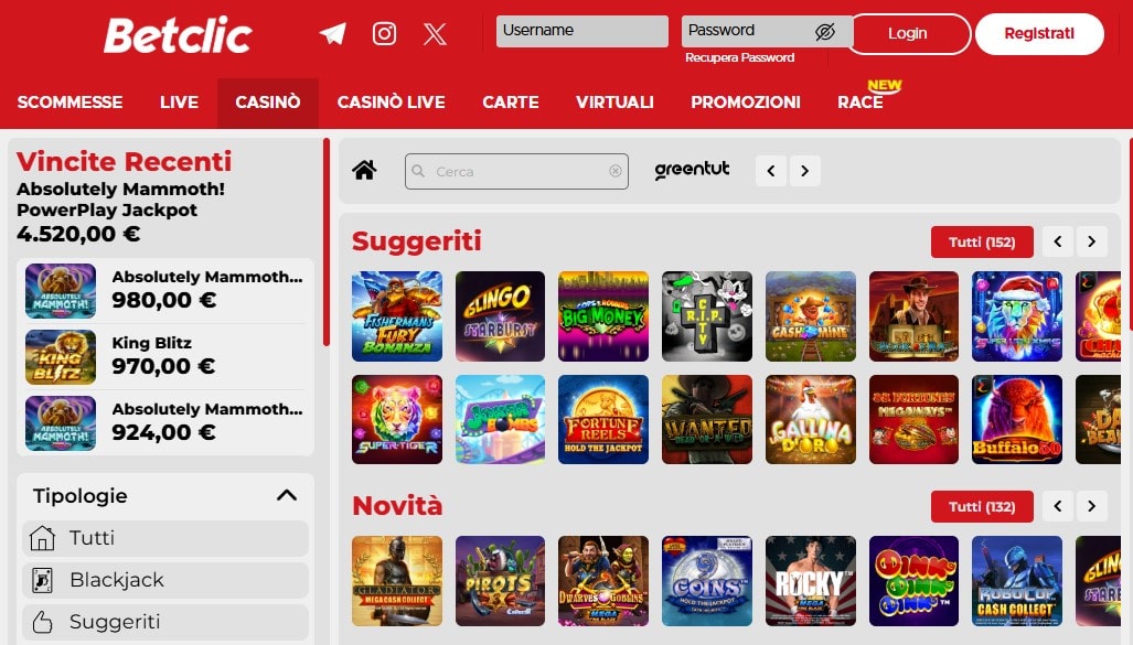 Betclic pagina di login
