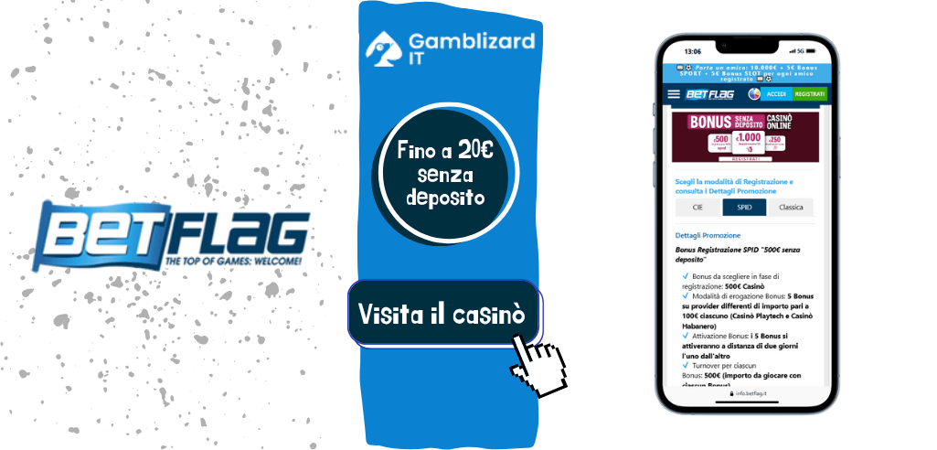 Betflag bonus di 20€ senza deposito