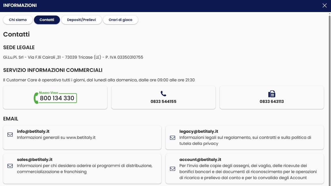 Betitaly contatti