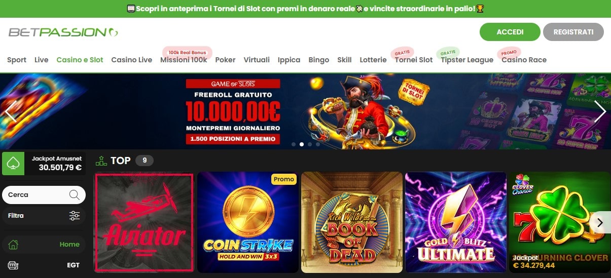 Betpassion pagina di accedi