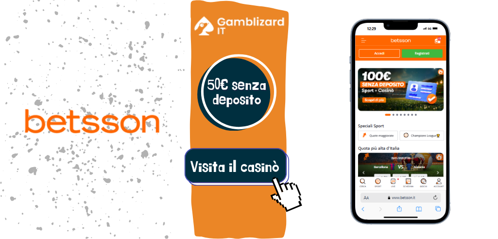 Betsson casinò bonus senza deposito