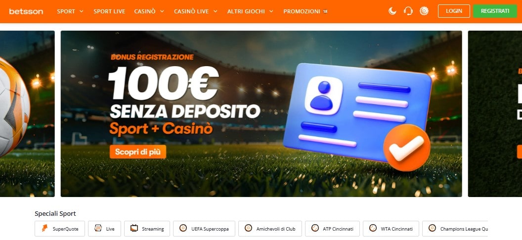 Betsson pagina di login