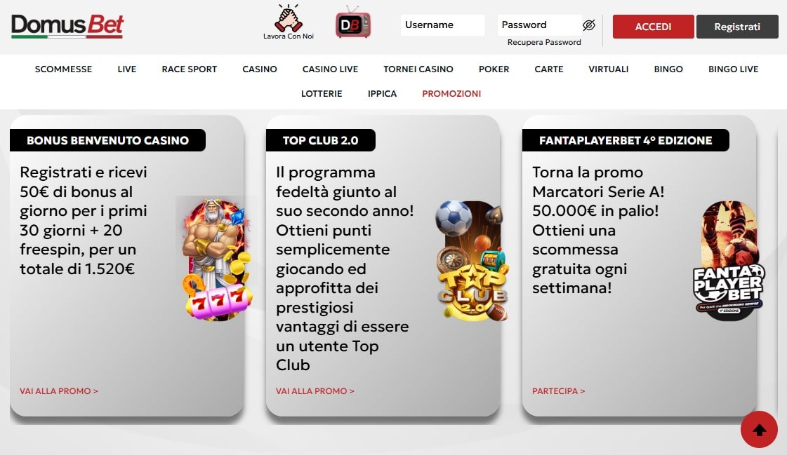 Domusbet pagina accedi
