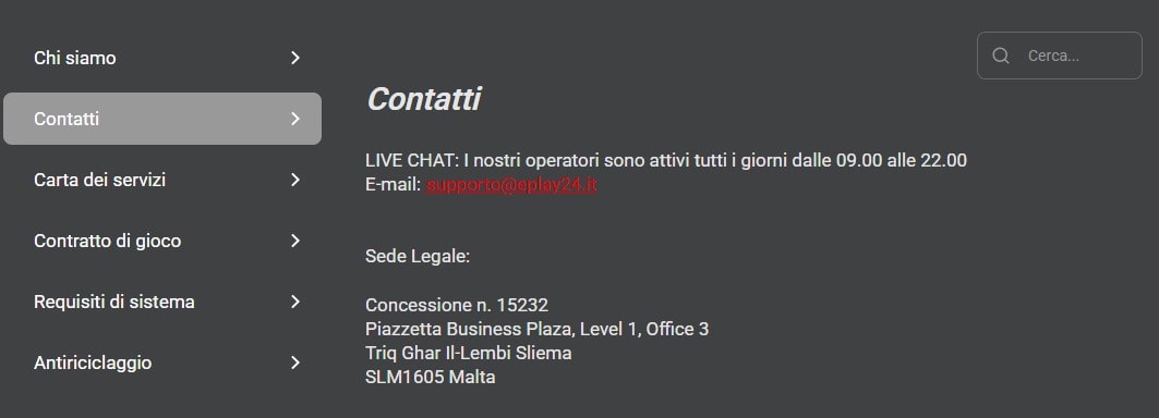 Eplay24 contatti