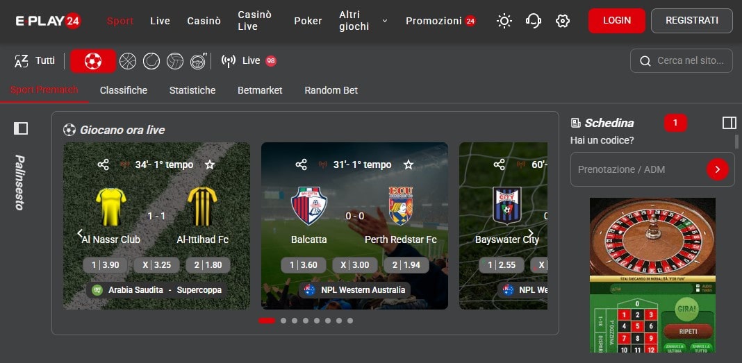 Eplay24 pagina di login