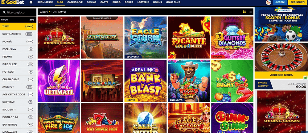 Goldbet pagina di login