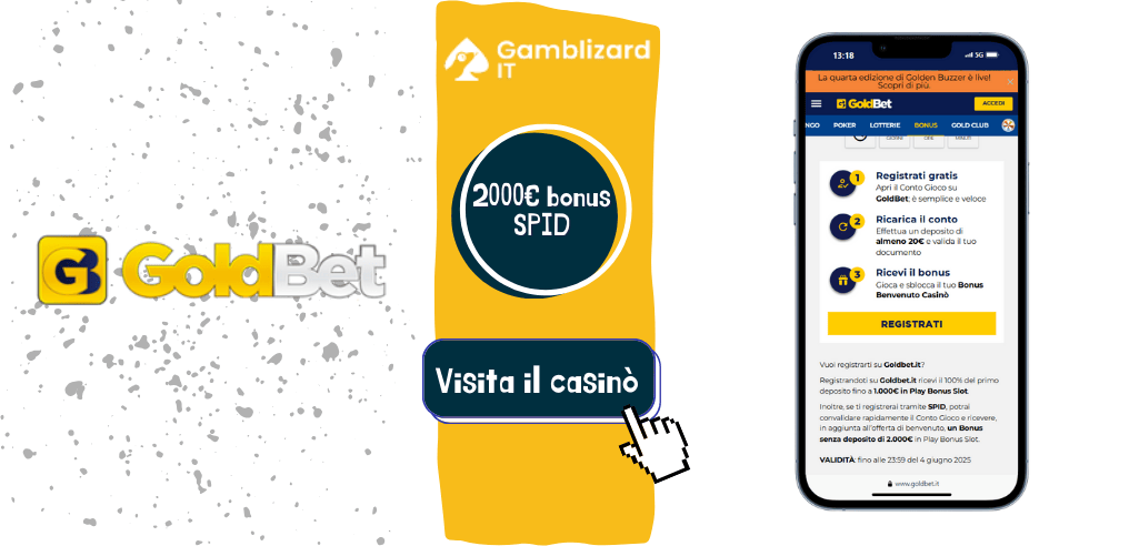 Bonus di registrazione SPID Goldbet