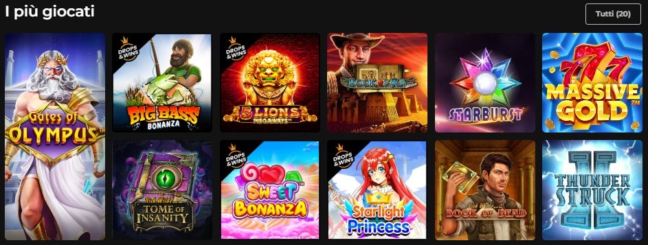 Giochi disponibili per il bonus jackpotcity