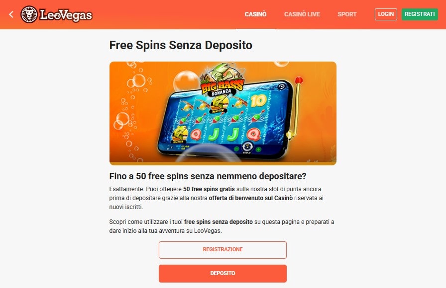 Leovegas bonus senza deposito