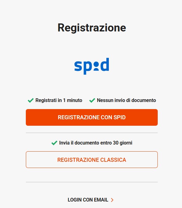 Leovegas registrazione SPID