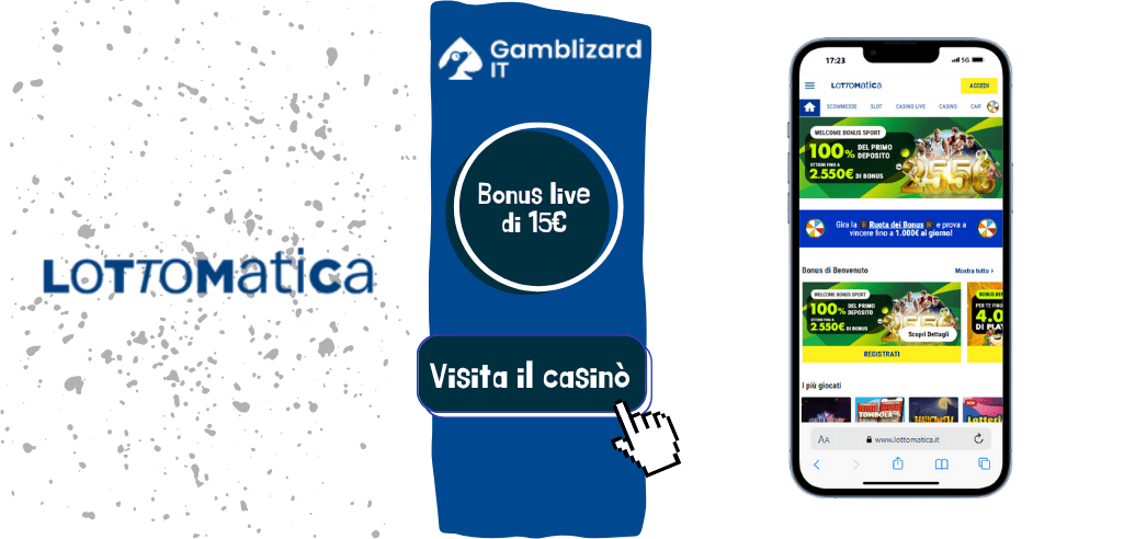 Lottomatica bonus live di 15€