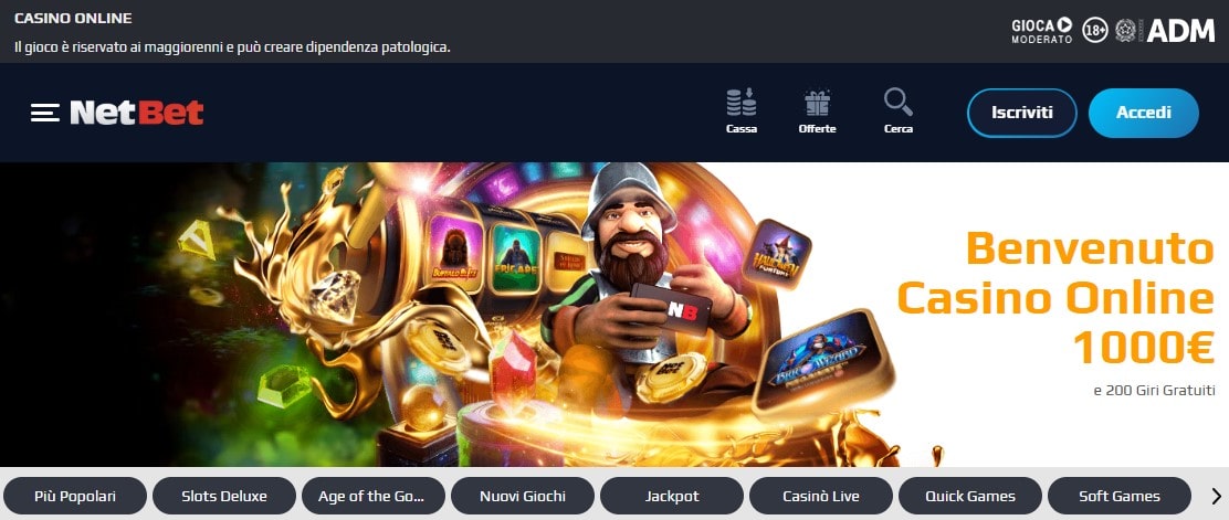 Pagina principale di NetBet