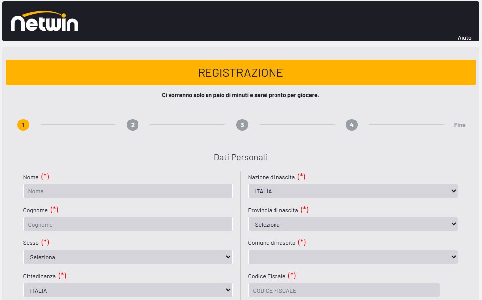Registrazione di Netwin