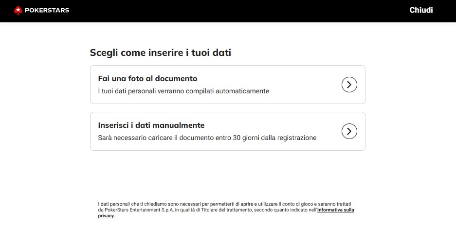 Registrazione di Pokerstars