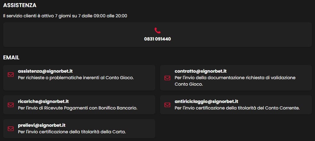 Signorbet contatti