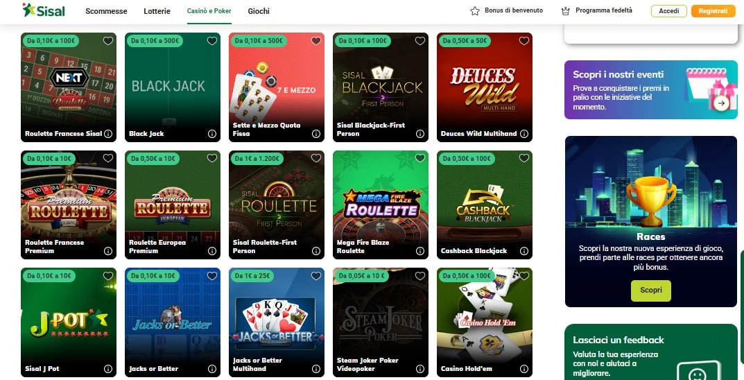Sisal giochi e slot