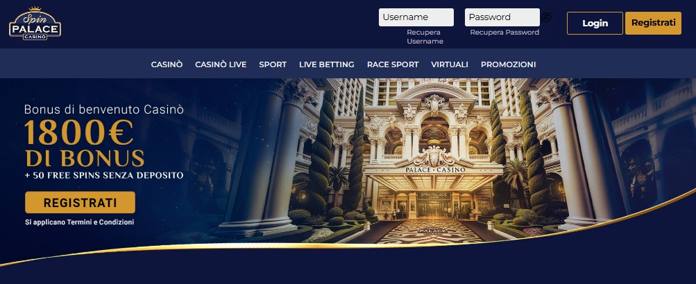 Spin Palace bonus di benvenuto e senza deposito
