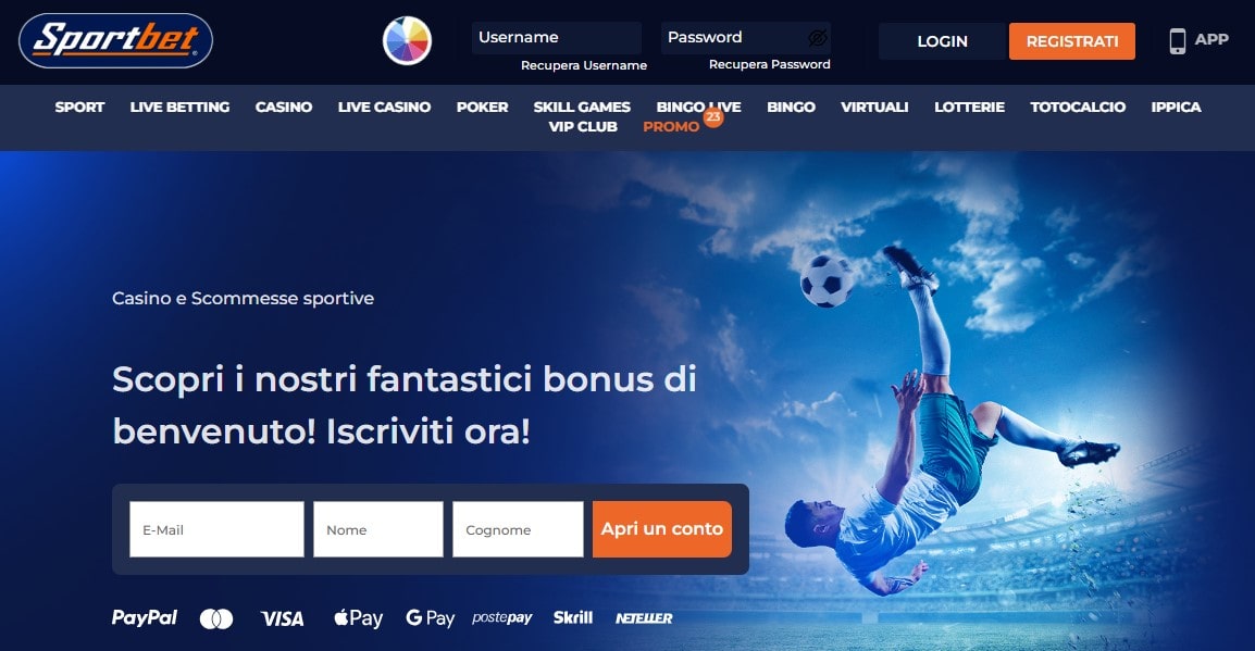 Sportbet pagina di login