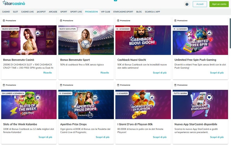 Starcasinò bonus