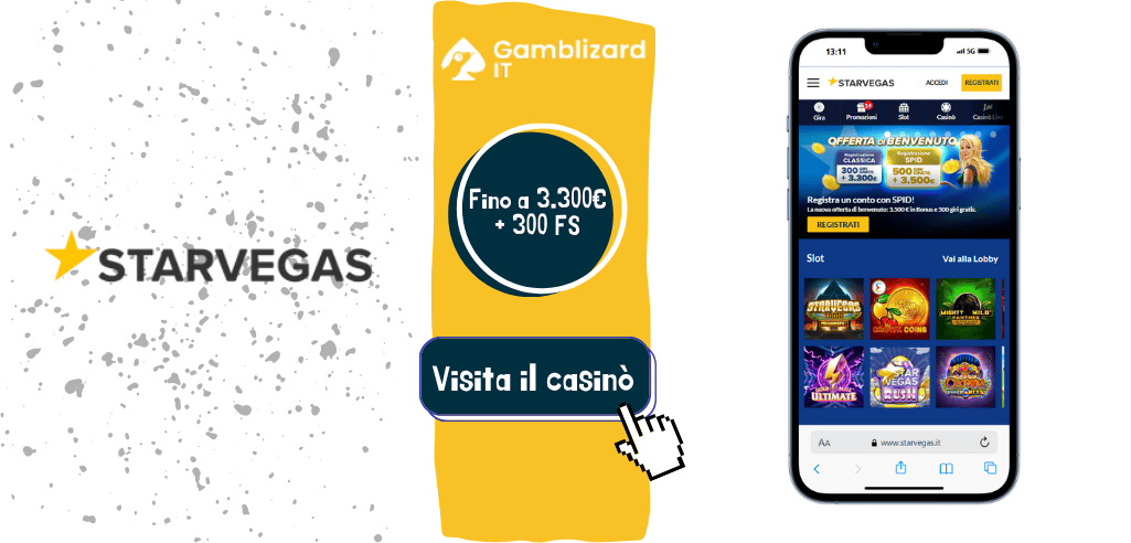 StarVegas bonus fino a 3.300€ e 300 giri gratis