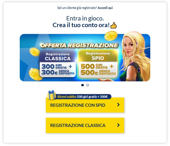 StarVegas bonus SPID registrazione