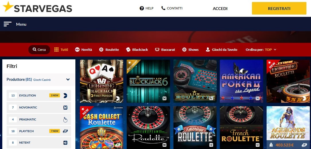 Slot gratis di Starvegas