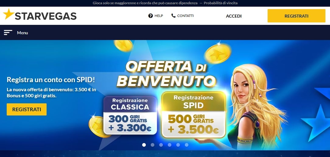 Starvegas pagina di login