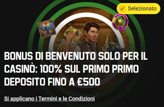 Registrazione di Unibet per bonus di benvenuto