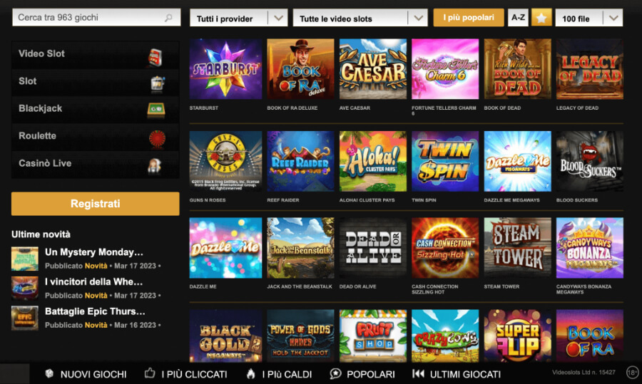 Videoslots login