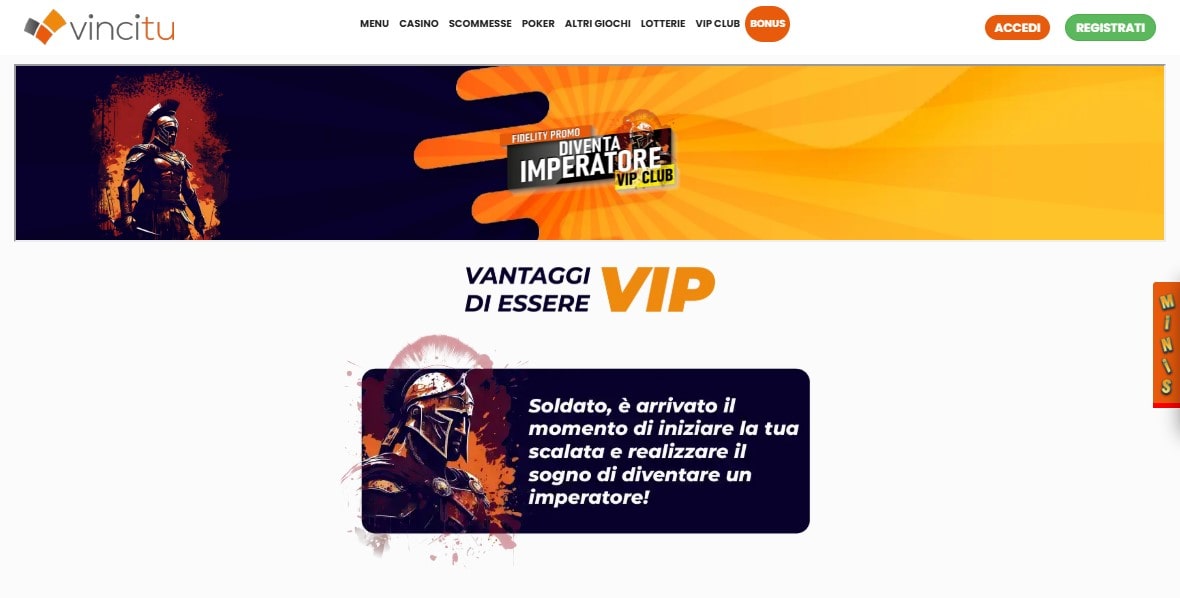 Programma fedeltà di Vincitu casinò