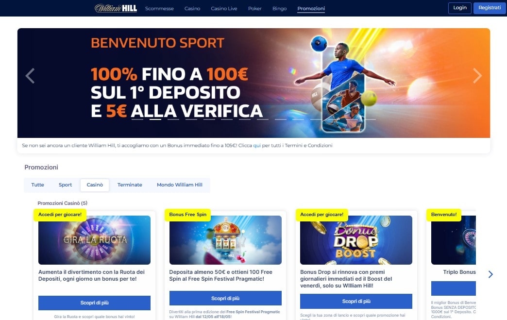 William Hill bonus benvenuto