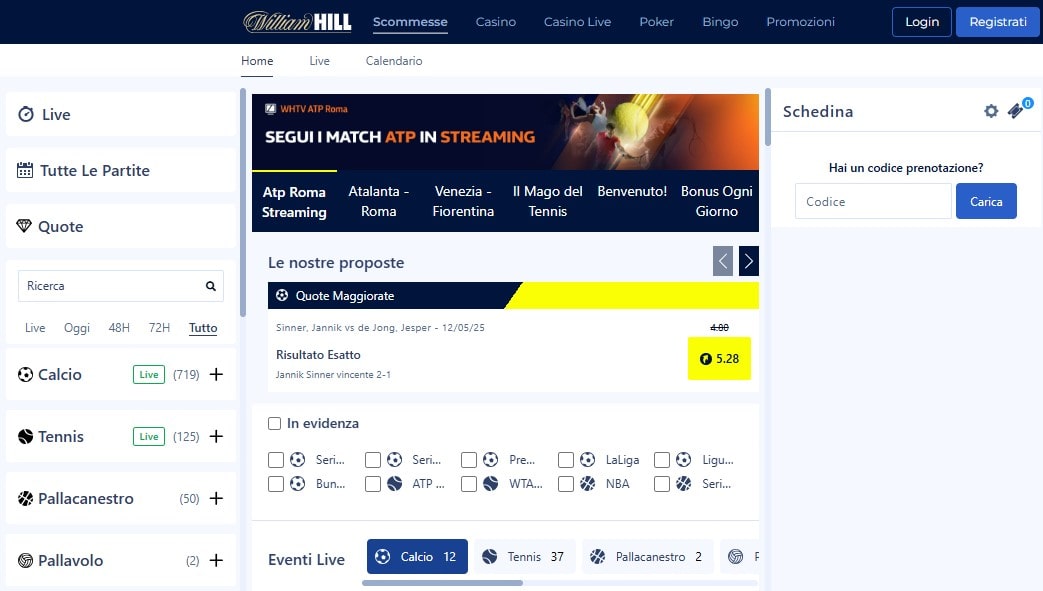 William Hill scommesse sportive