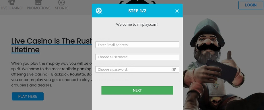 mrplay registrering