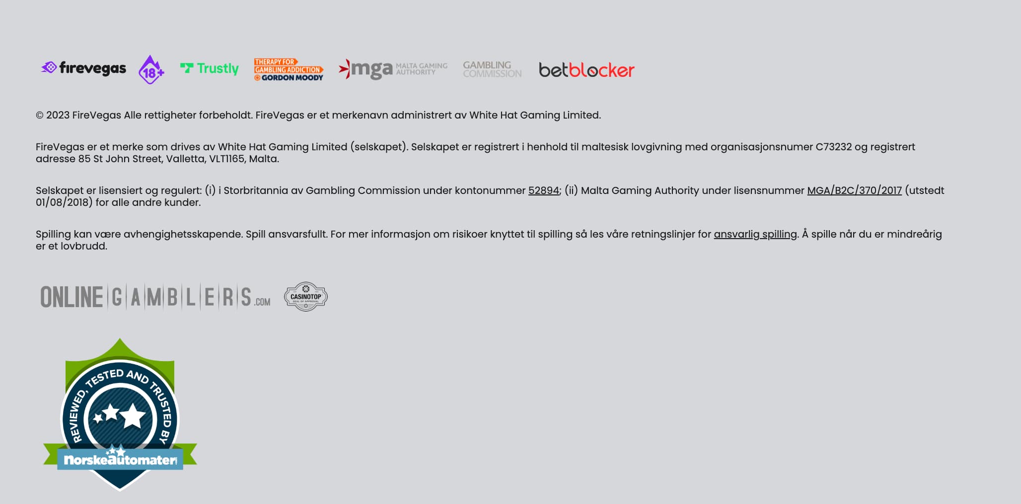 firevegas sikkerhet og spillerbeskyttelse