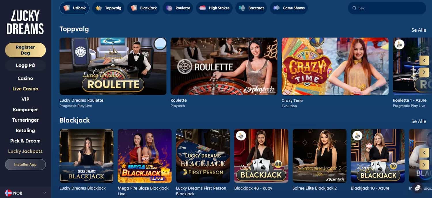 luckydreams live casino