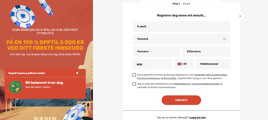 rapidcasino registrering