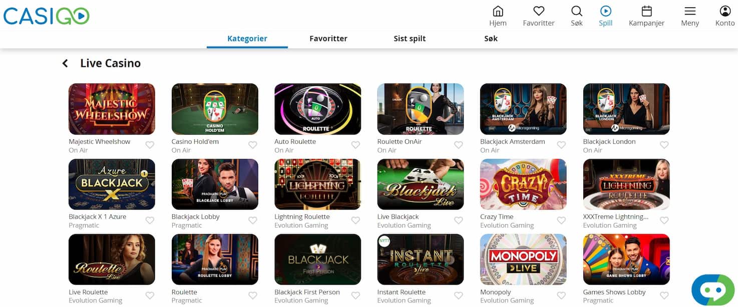 casigo casino live casino