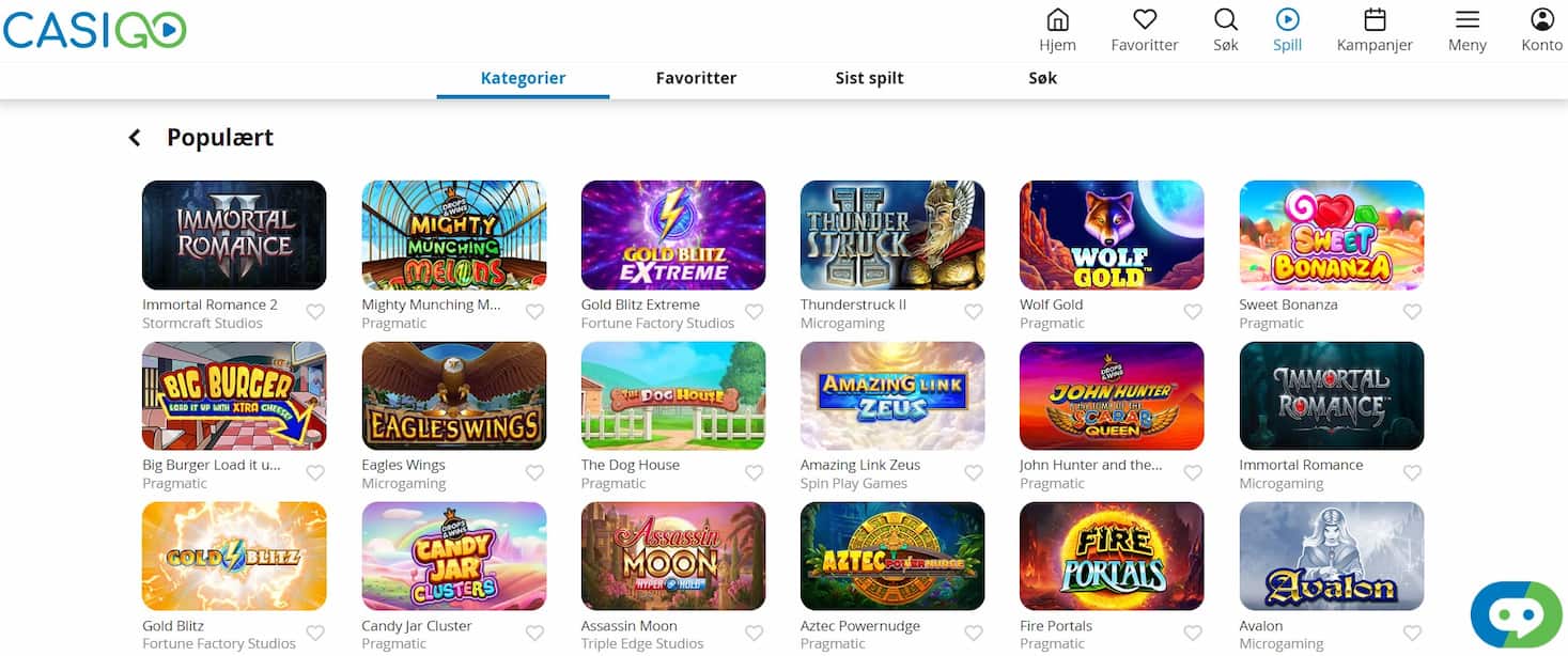 casigo casino populære spill