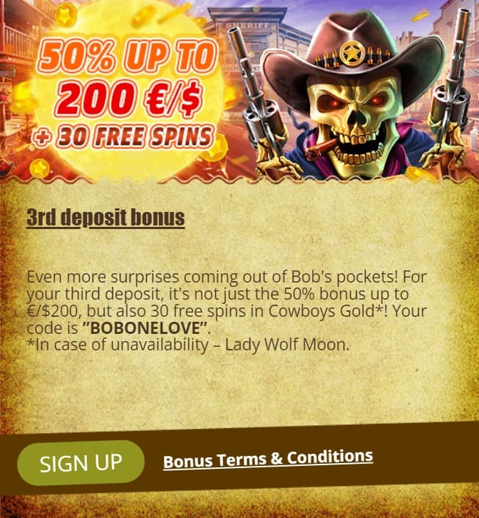bob casino tredje innskuddsbonus