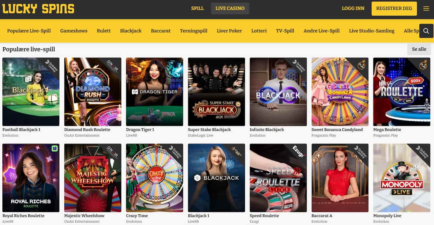 luckyspins live casino