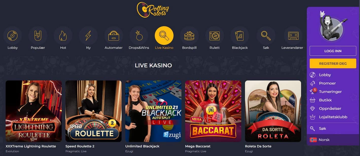 rollingslots live casino