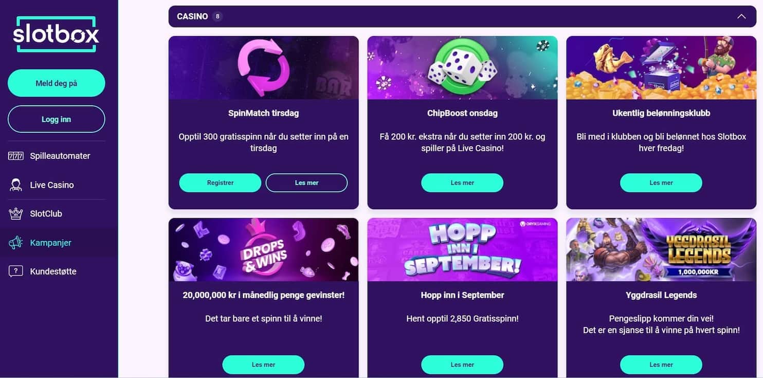 slotbox casino bonuser