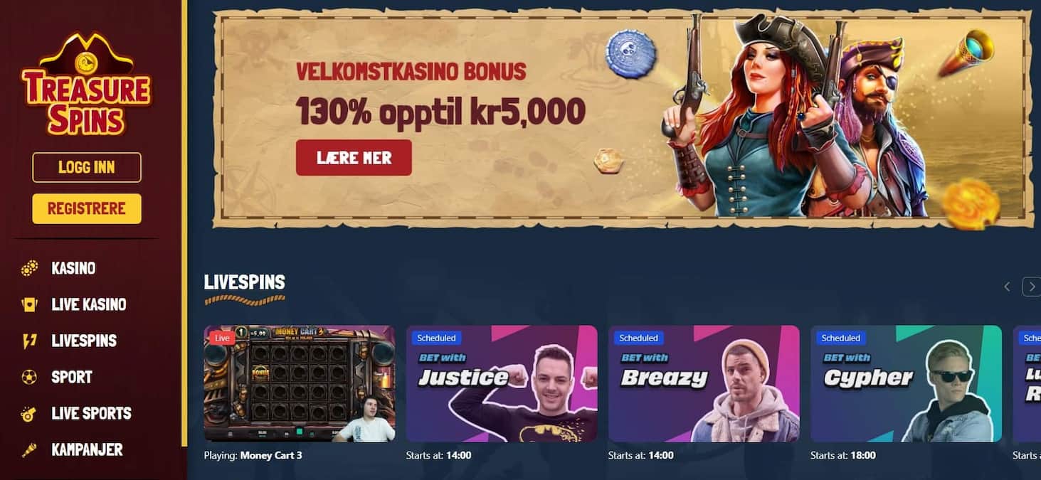 treasurespins casino anmeldelse