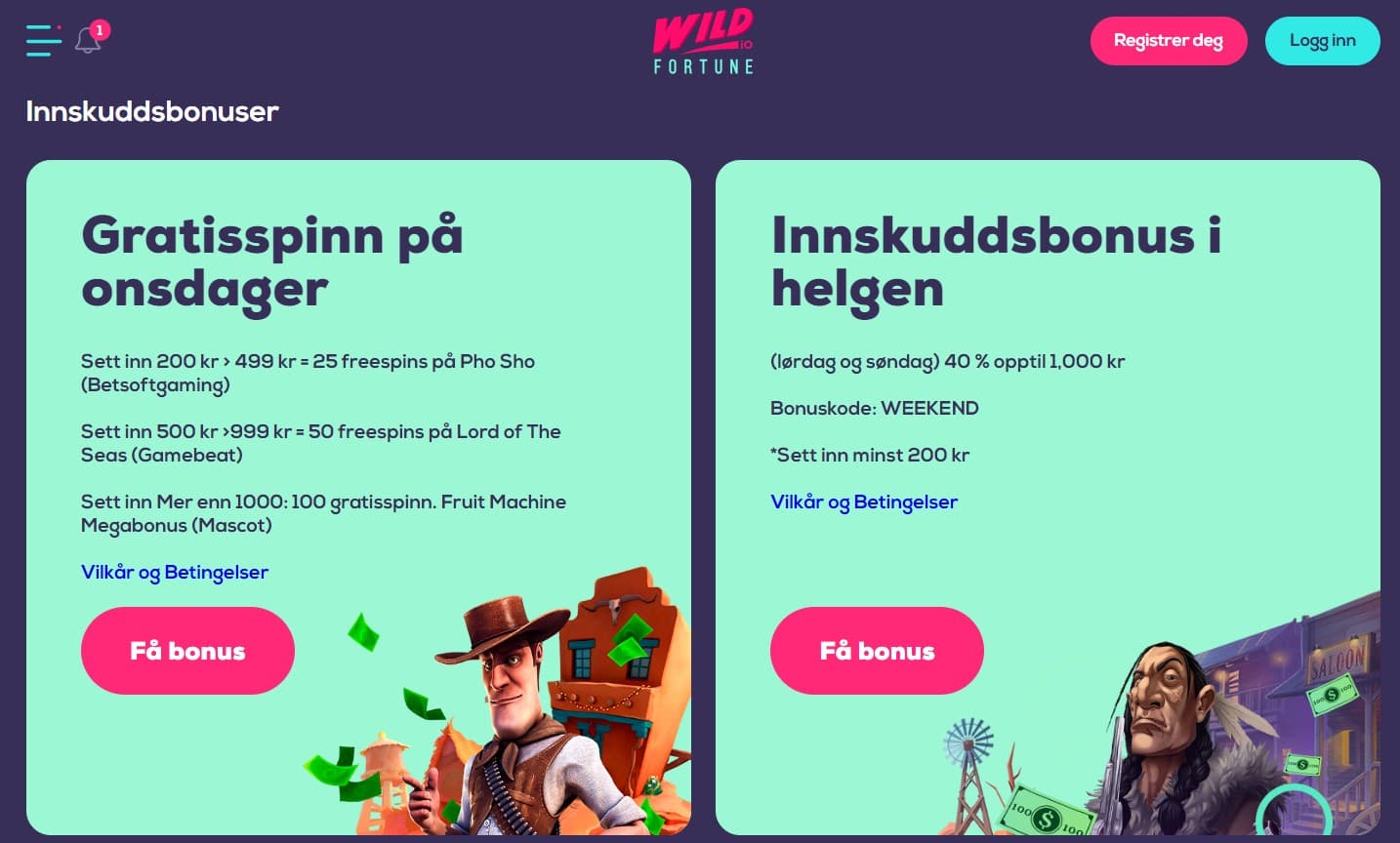 wildfortune bonusses